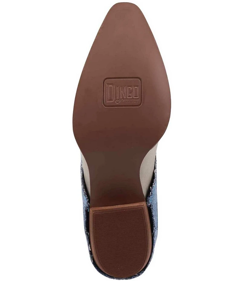 Dingo Blue Jean Baby Leather and Denim Cuffed Tall Western Boots