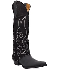 Dingo Blue Jean Baby Leather and Denim Cuffed Tall Western Boots
