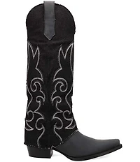 Dingo Blue Jean Baby Leather and Denim Cuffed Tall Western Boots