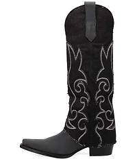 Dingo Blue Jean Baby Leather and Denim Cuffed Tall Western Boots
