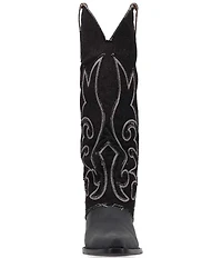 Dingo Blue Jean Baby Leather and Denim Cuffed Tall Western Boots