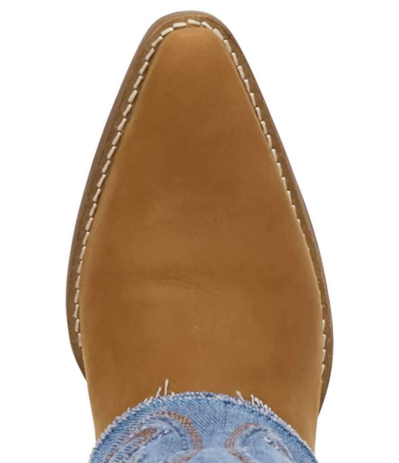 Dingo Blue Jean Baby Leather and Denim Cuffed Tall Western Boots