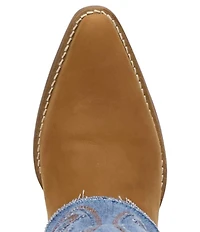 Dingo Blue Jean Baby Leather and Denim Cuffed Tall Western Boots
