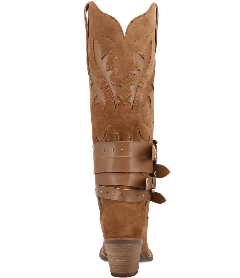 Dingo Buck Wild Suede and Leather Belted Hardware Shaft Tall Western Boots
