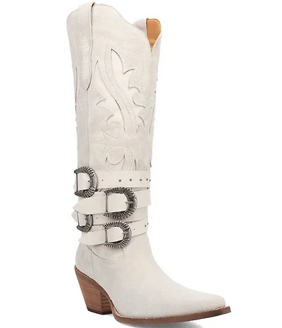 Dingo Buck Wild Suede and Leather Belted Hardware Shaft Tall Western Boots