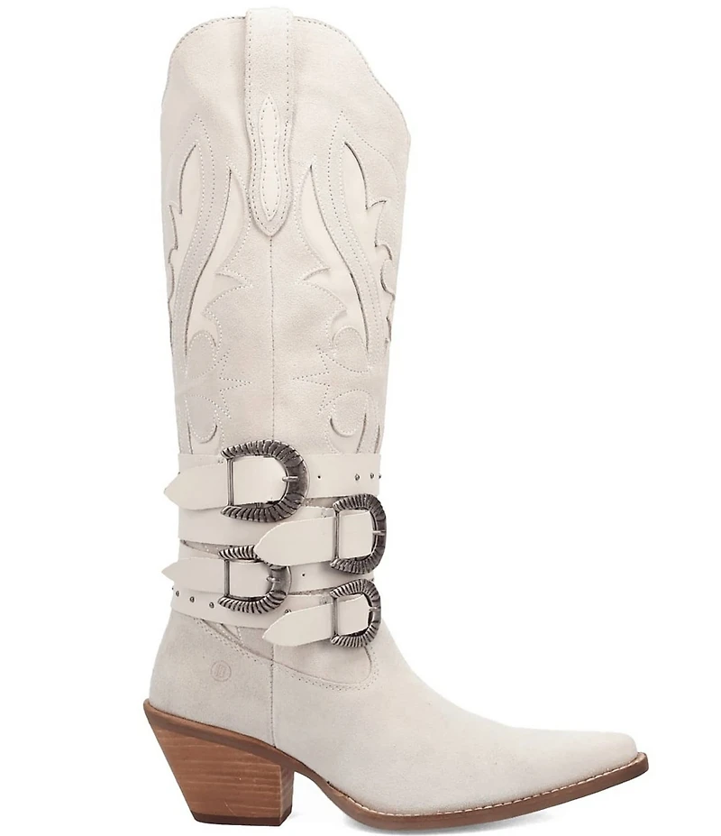 Dingo Buck Wild Suede and Leather Belted Hardware Shaft Tall Western Boots