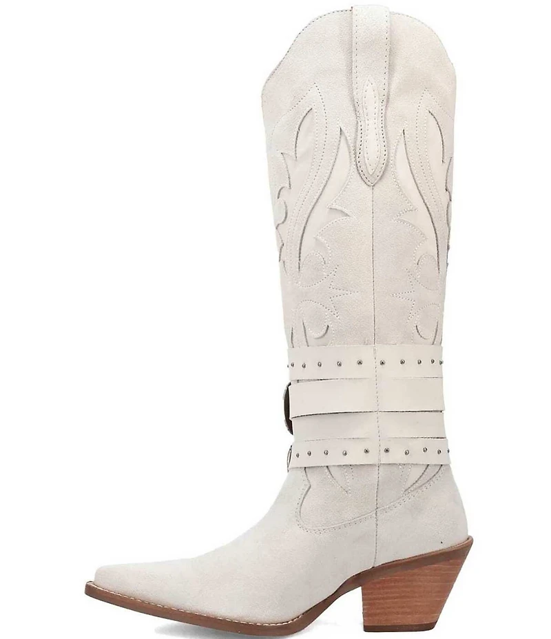 Dingo Buck Wild Suede and Leather Belted Hardware Shaft Tall Western Boots