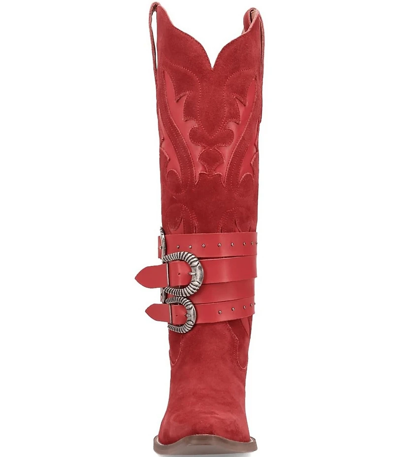 Dingo Buck Wild Suede and Leather Belted Hardware Shaft Tall Western Boots