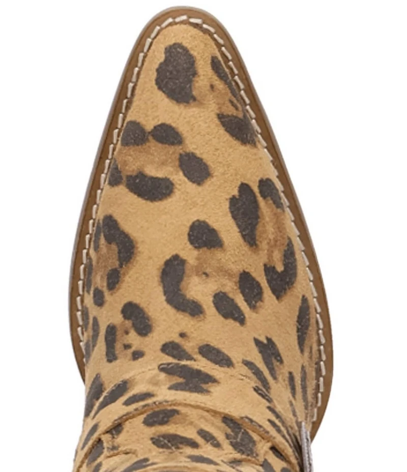Dingo Bucked Off Leopard Print Suede Multi Buckled Straps Over-The-Knee Western Boots