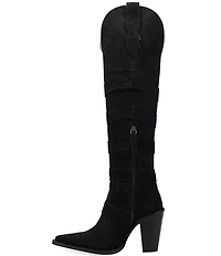 Dingo Bucked Off Suede Multi Buckled Straps Over-The-Knee Western Boots