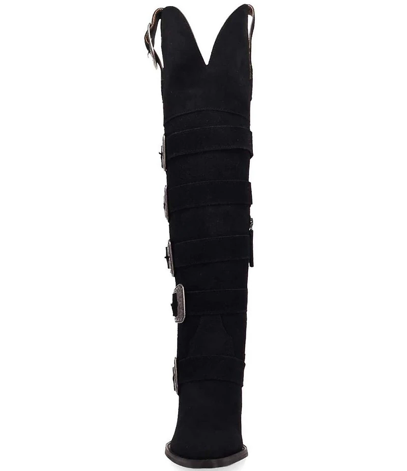 Dingo Bucked Off Suede Multi Buckled Straps Over-The-Knee Western Boots