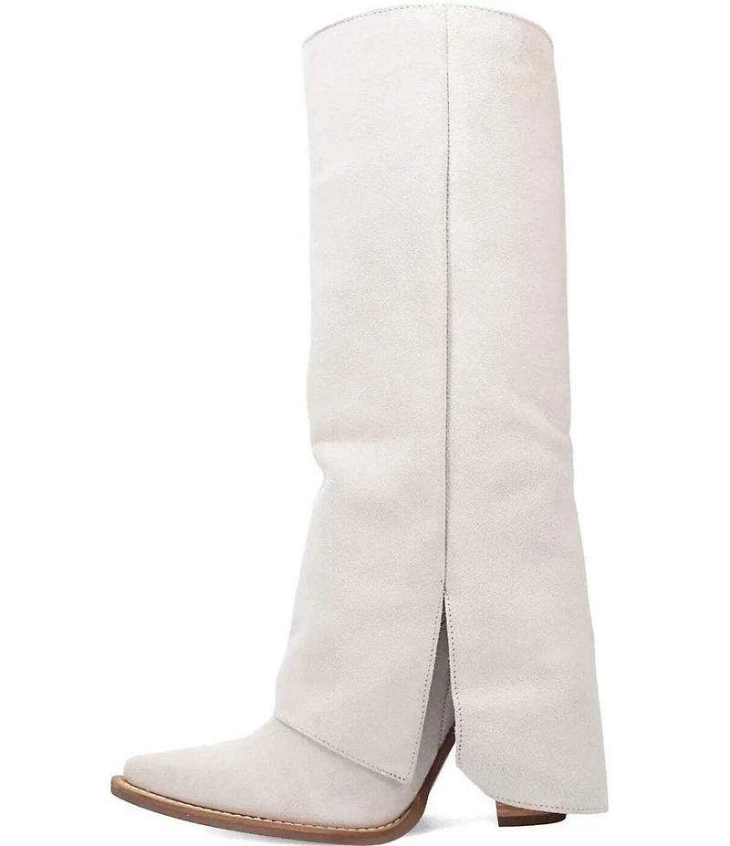 Dingo Buckle Bunny Suede Cuffed Buckle Hardware Knee High Western Boots