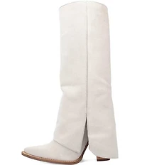 Dingo Buckle Bunny Suede Cuffed Buckle Hardware Knee High Western Boots