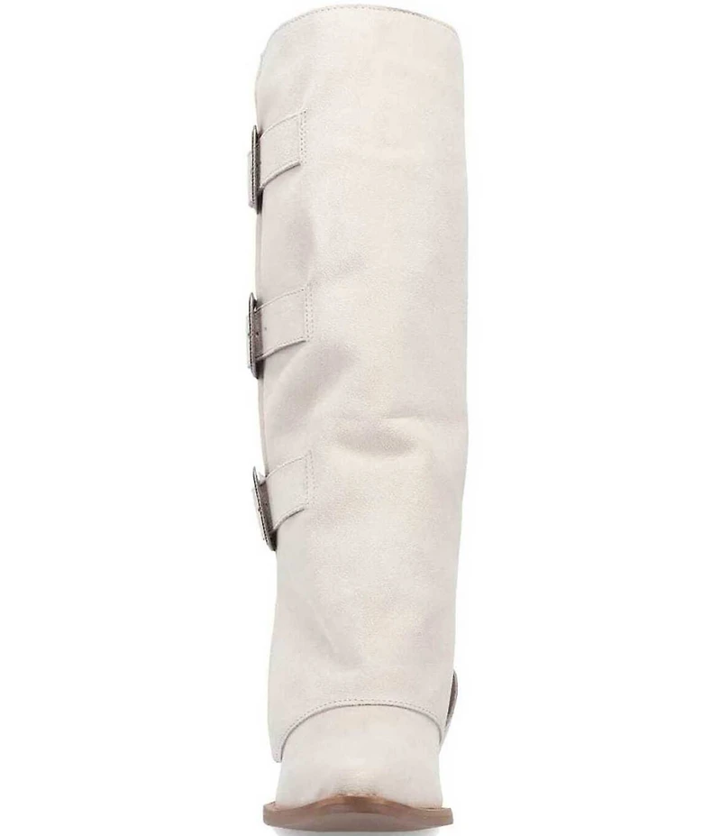 Dingo Buckle Bunny Suede Cuffed Buckle Hardware Knee High Western Boots