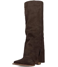 Dingo Buckle Bunny Suede Cuffed Buckle Hardware Knee High Western Boots