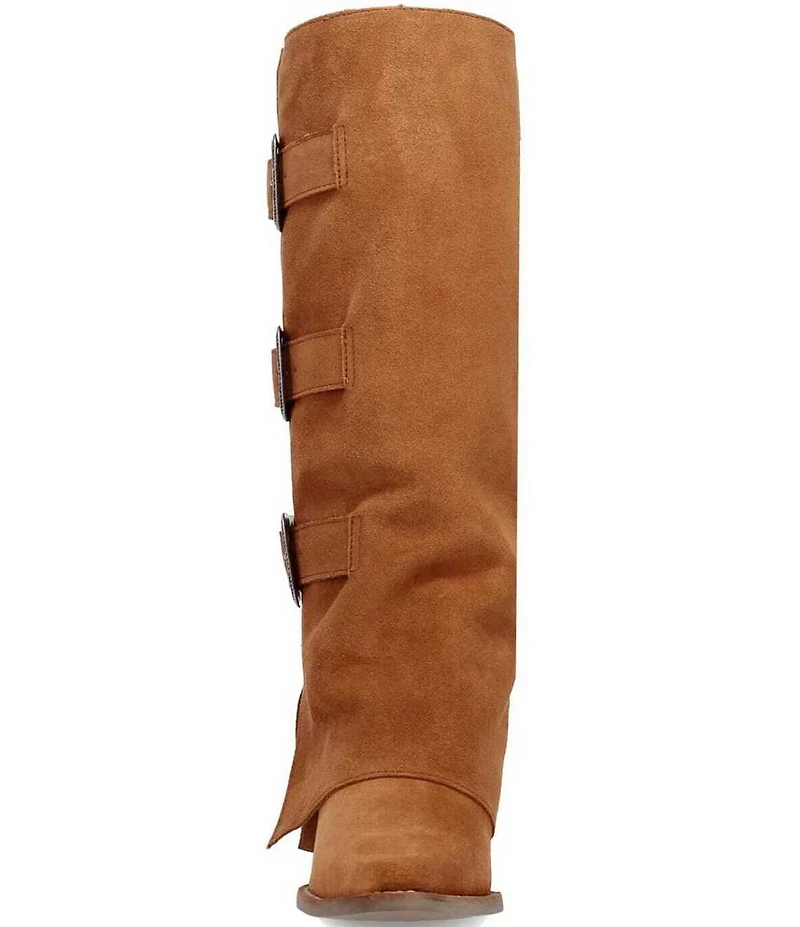 Dingo Buckle Bunny Suede Cuffed Buckle Hardware Knee High Western Boots