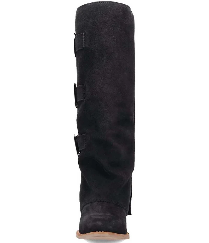 Dingo Buckle Bunny Suede Cuffed Buckle Hardware Knee High Western Boots