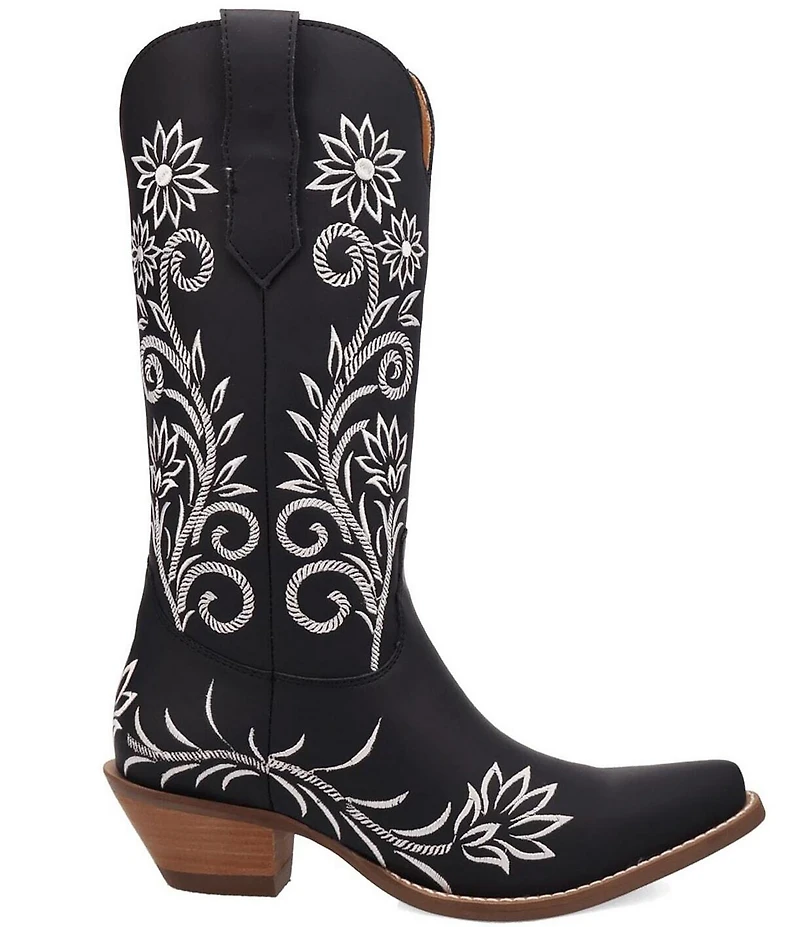 Dingo Buttercup Floral Embroidered Leather Tall Western Boots