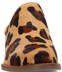 Dingo Calico Leopard Print Calf Hair Mules