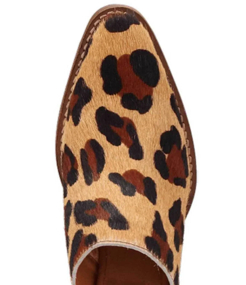 Dingo Calico Leopard Print Calf Hair Mules