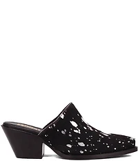 Dingo Cash Cow Metallic Cow Print Calf Hair Western Mules