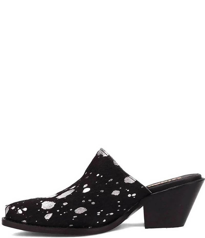Dingo Cash Cow Metallic Cow Print Calf Hair Western Mules