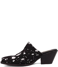 Dingo Cash Cow Metallic Cow Print Calf Hair Western Mules