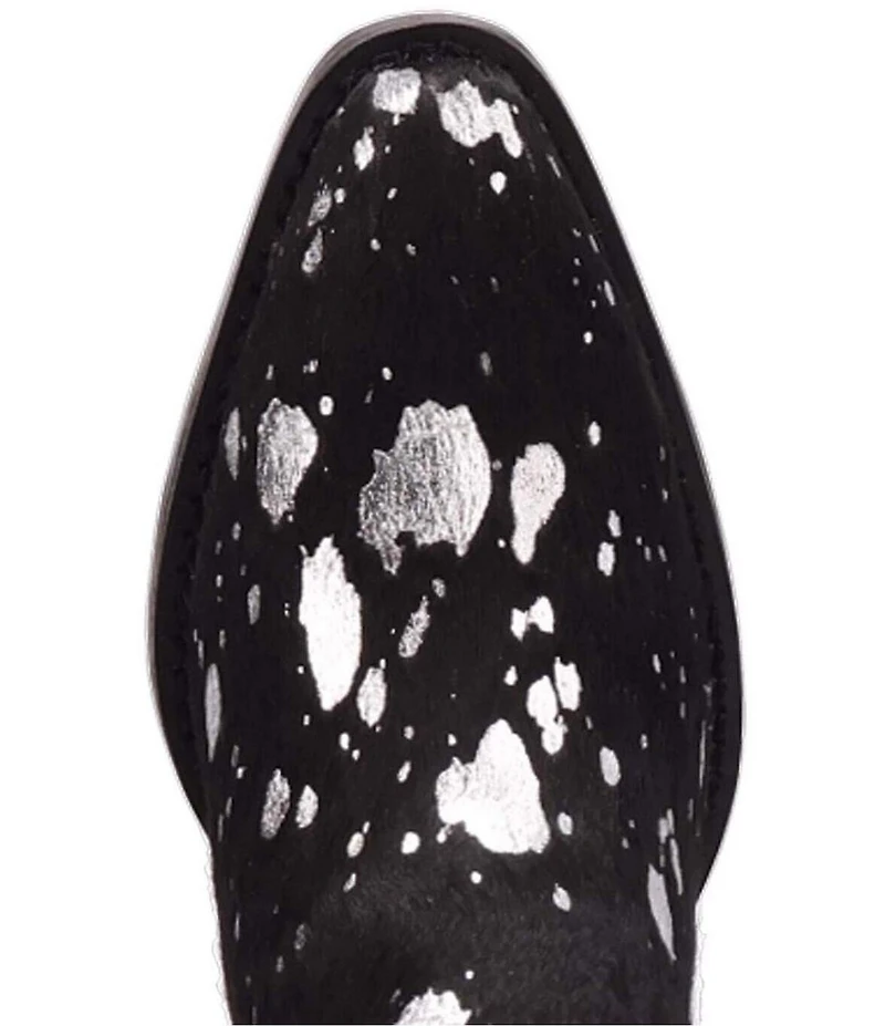 Dingo Cash Cow Metallic Cow Print Calf Hair Western Mules