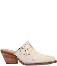 Dingo Cash Cow Metallic Cow Print Calf Hair Western Mules