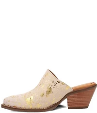 Dingo Cash Cow Metallic Cow Print Calf Hair Western Mules