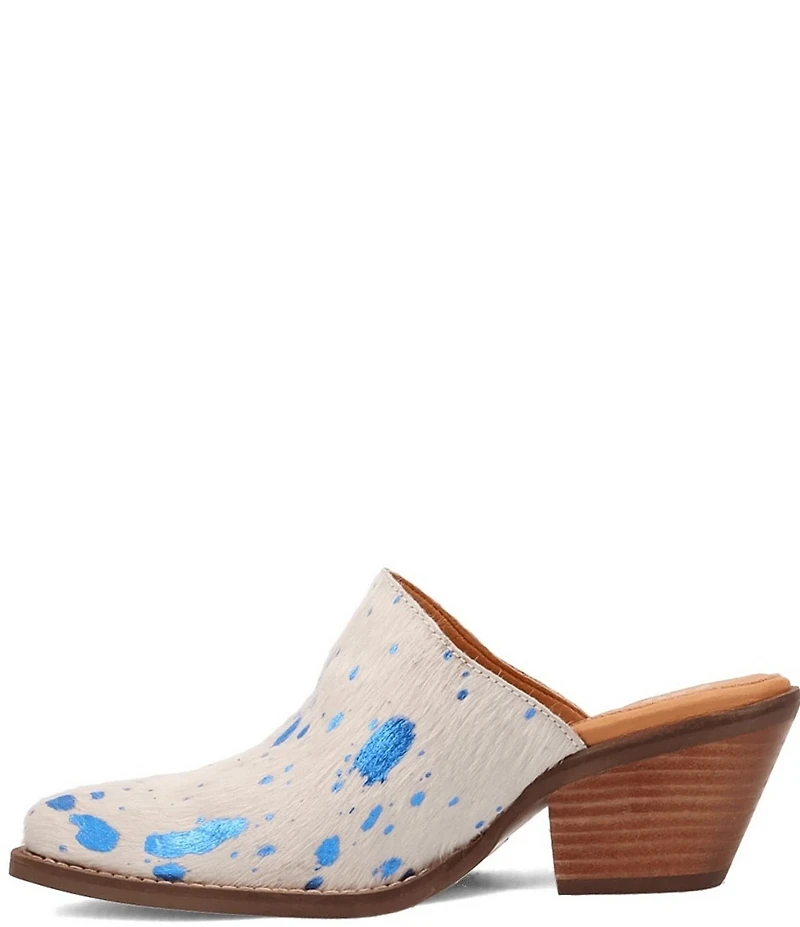Dingo Cash Cow Metallic Cow Print Calf Hair Western Mules