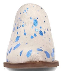Dingo Cash Cow Metallic Cow Print Calf Hair Western Mules
