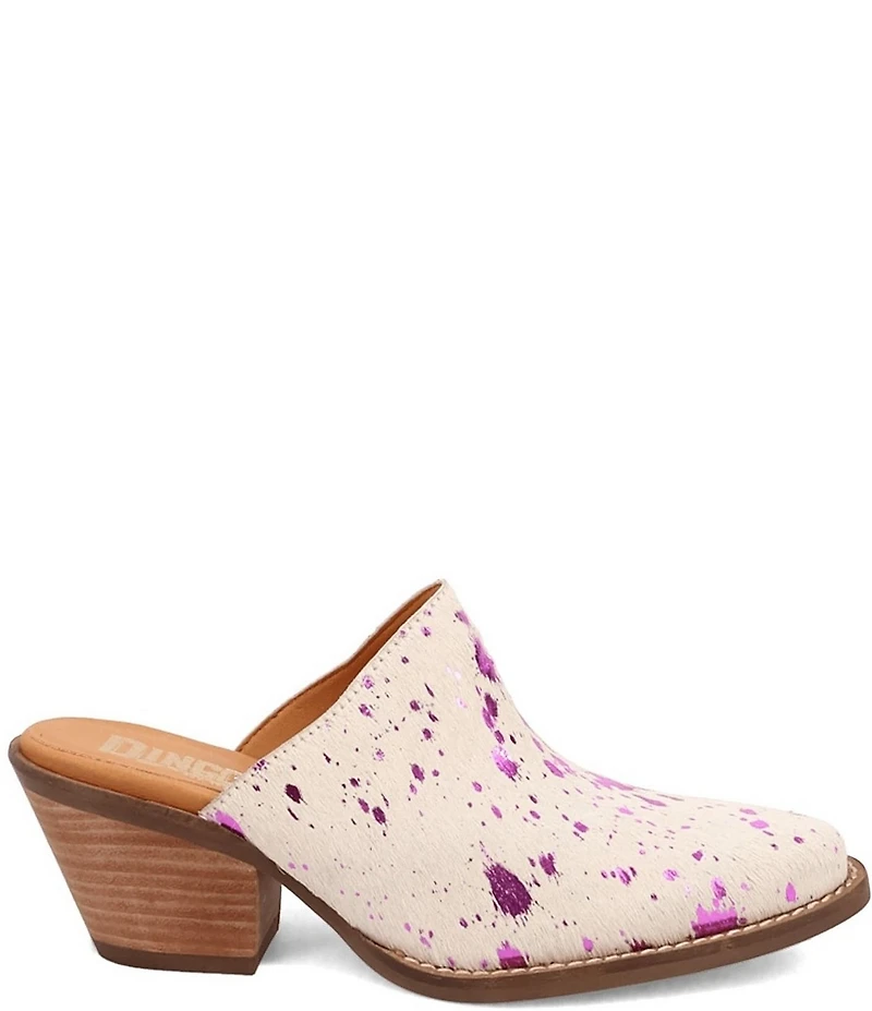 Dingo Cash Cow Metallic Cow Print Calf Hair Western Mules