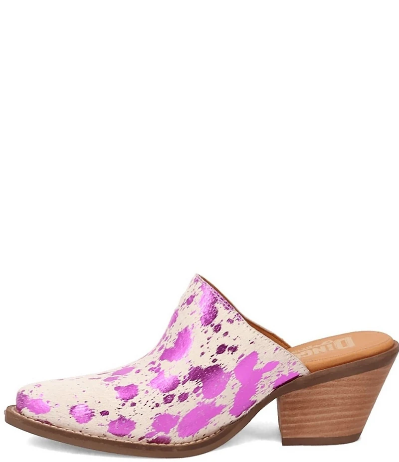 Dingo Cash Cow Metallic Cow Print Calf Hair Western Mules