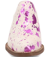 Dingo Cash Cow Metallic Cow Print Calf Hair Western Mules
