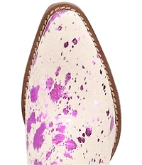 Dingo Cash Cow Metallic Cow Print Calf Hair Western Mules