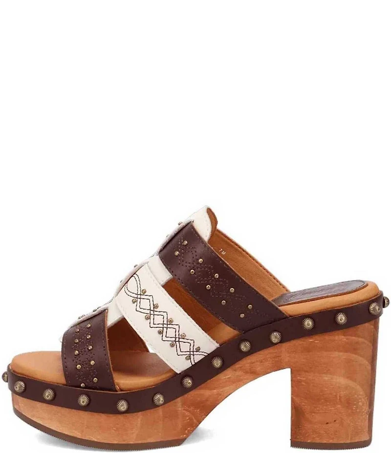 Dingo Chateau Studded Leather Platform Slide Sandals