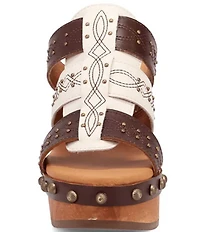 Dingo Chateau Studded Leather Platform Slide Sandals