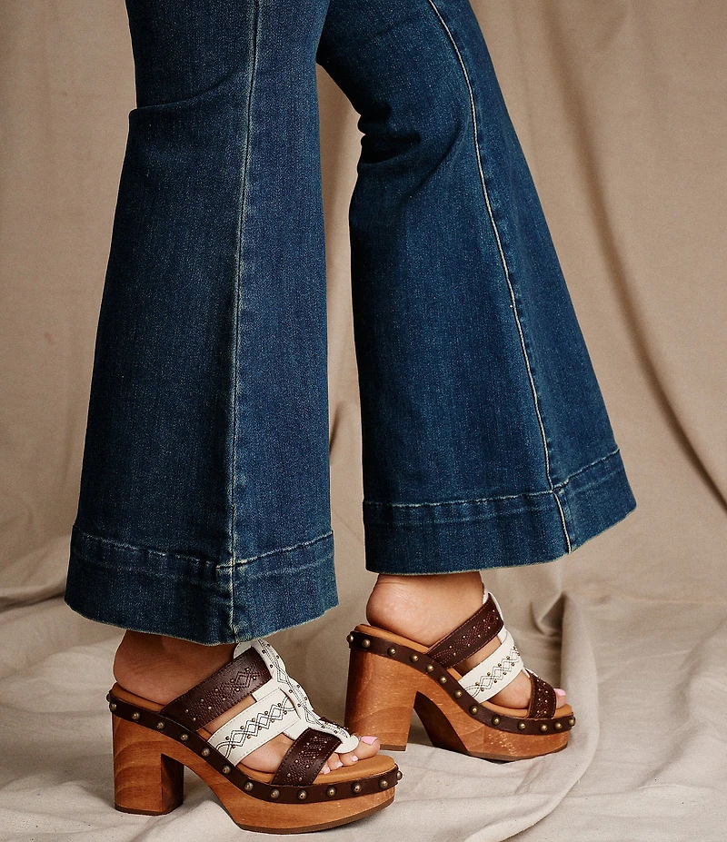 Dingo Chateau Studded Leather Platform Slide Sandals