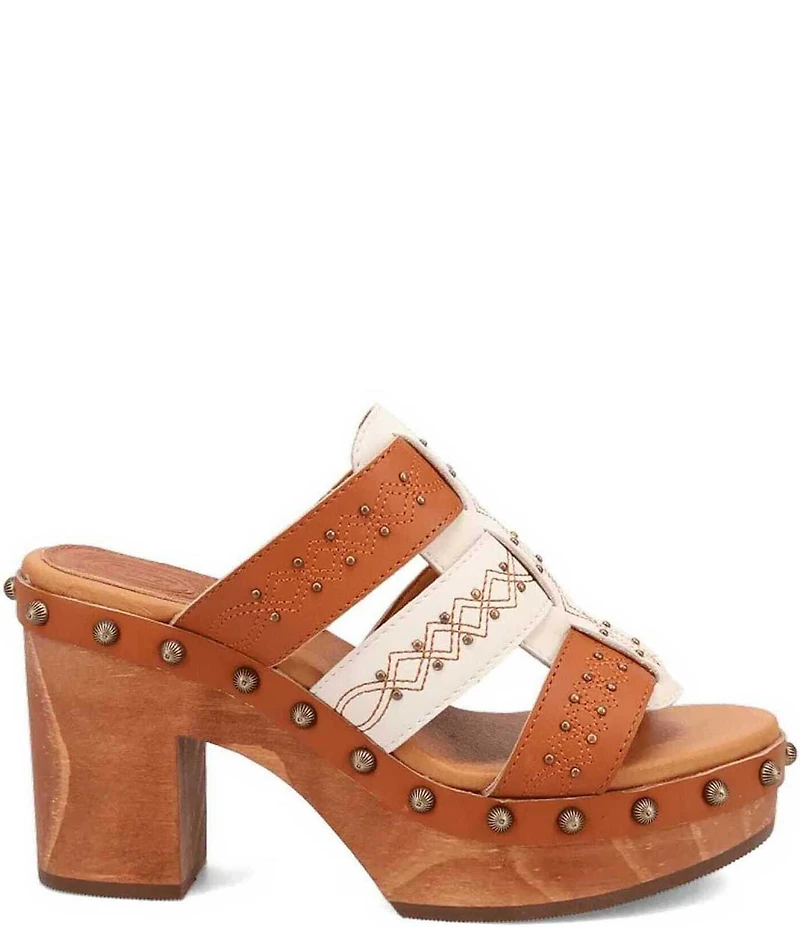 Dingo Chateau Studded Leather Platform Slide Sandals