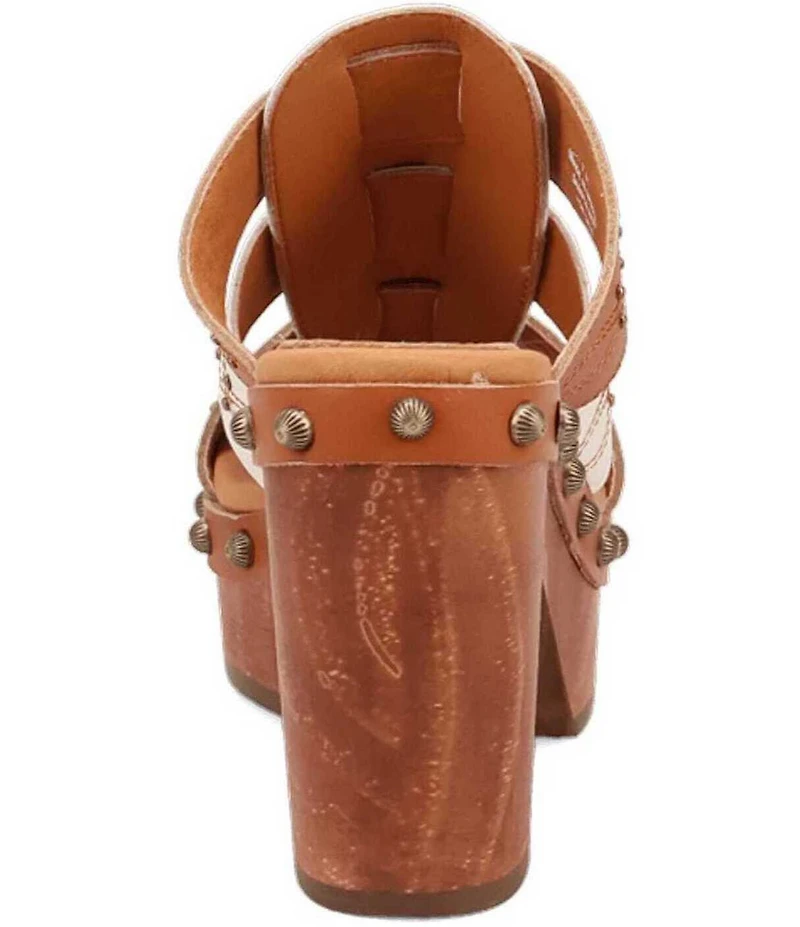 Dingo Chateau Studded Leather Platform Slide Sandals