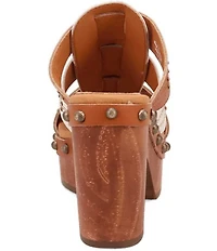 Dingo Chateau Studded Leather Platform Slide Sandals