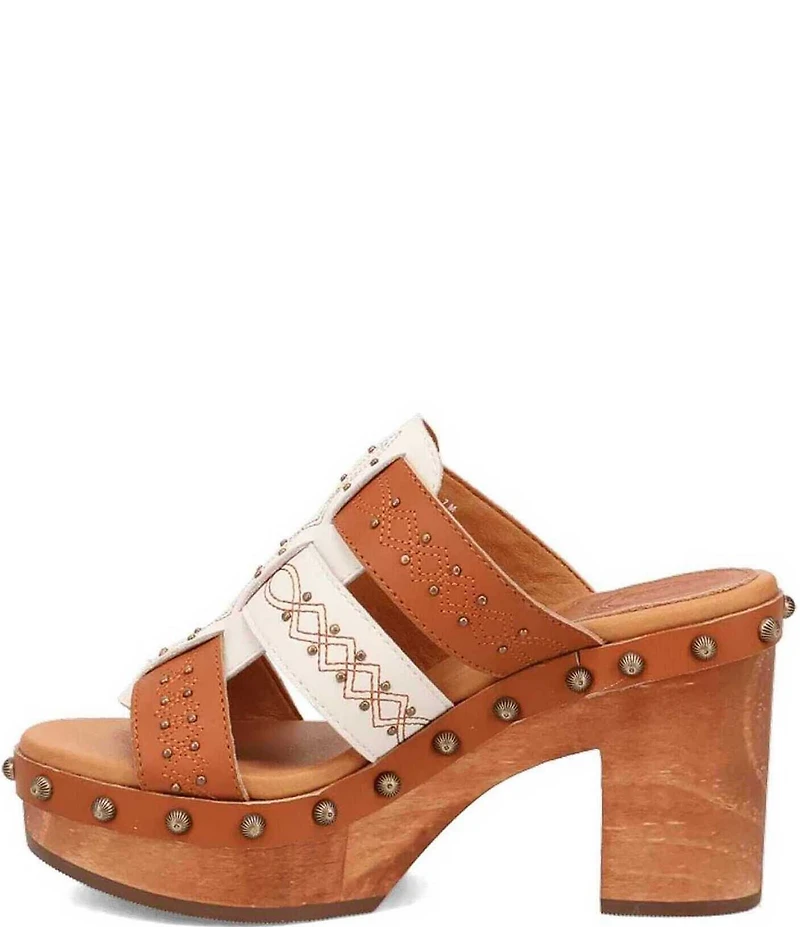 Dingo Chateau Studded Leather Platform Slide Sandals