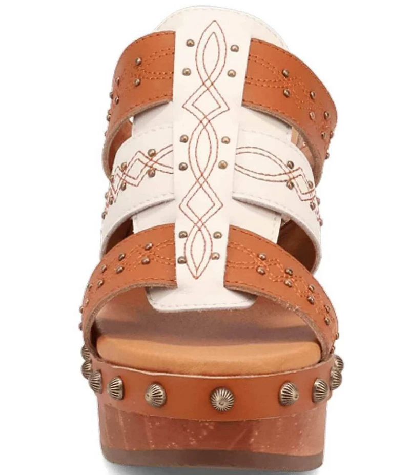 Dingo Chateau Studded Leather Platform Slide Sandals