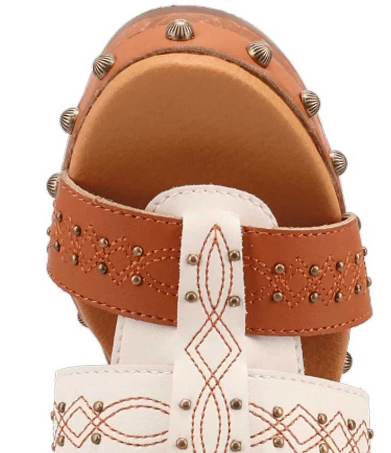 Dingo Chateau Studded Leather Platform Slide Sandals