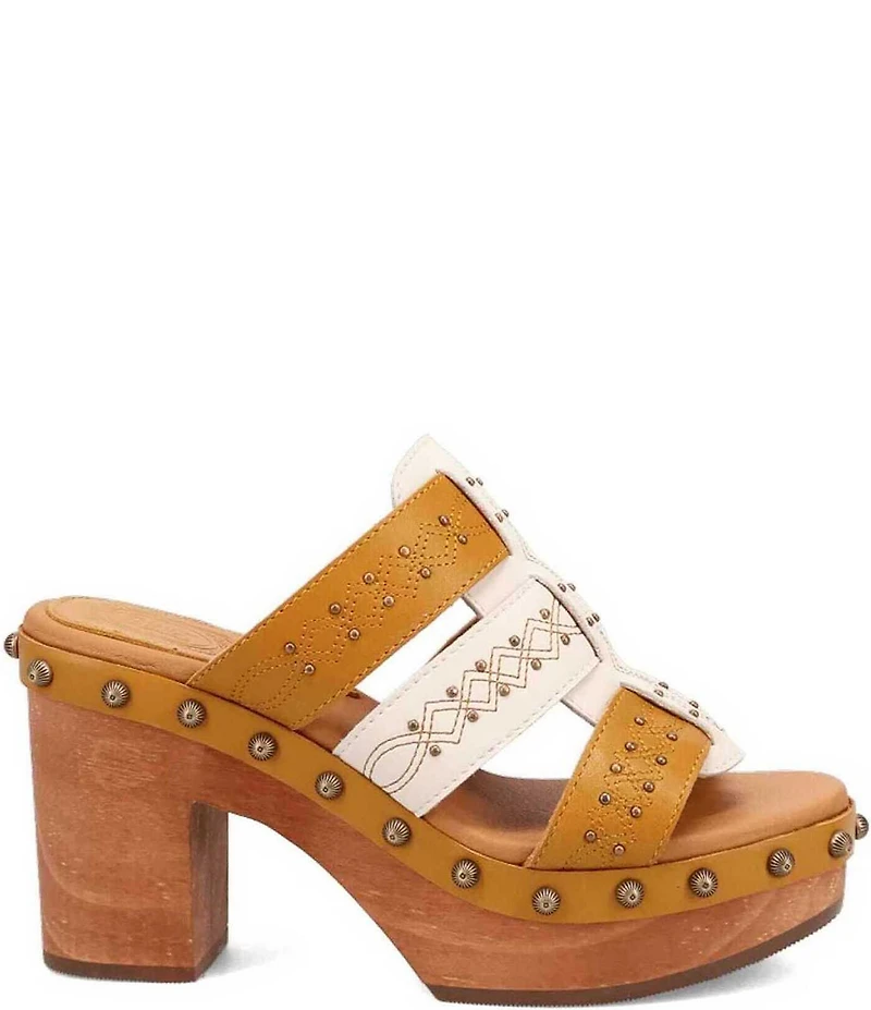 Dingo Chateau Studded Leather Platform Slide Sandals