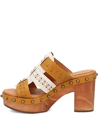 Dingo Chateau Studded Leather Platform Slide Sandals
