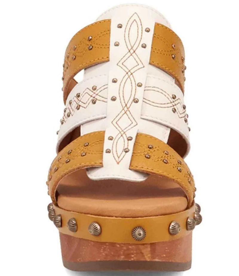 Dingo Chateau Studded Leather Platform Slide Sandals