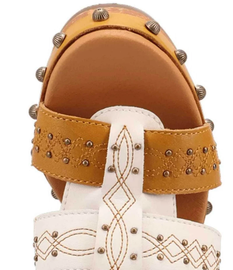 Dingo Chateau Studded Leather Platform Slide Sandals