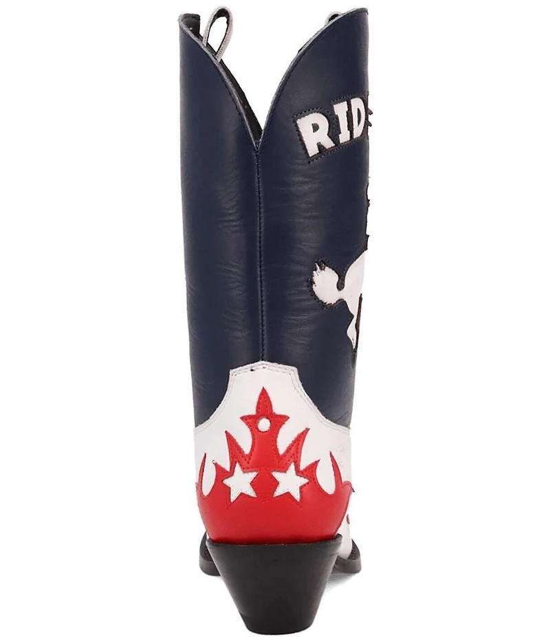Dingo Cowgirl Leather Ride 'Em Bronco Cut Out Western Mid Calf Boots